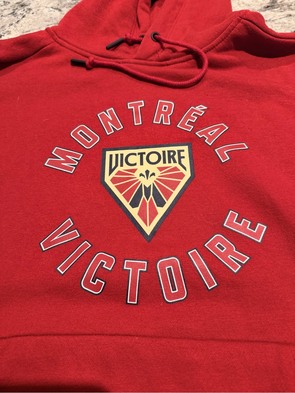 Women’s Montreal Victoire PWHL Bauer Red Pullover Hoodie — Size L